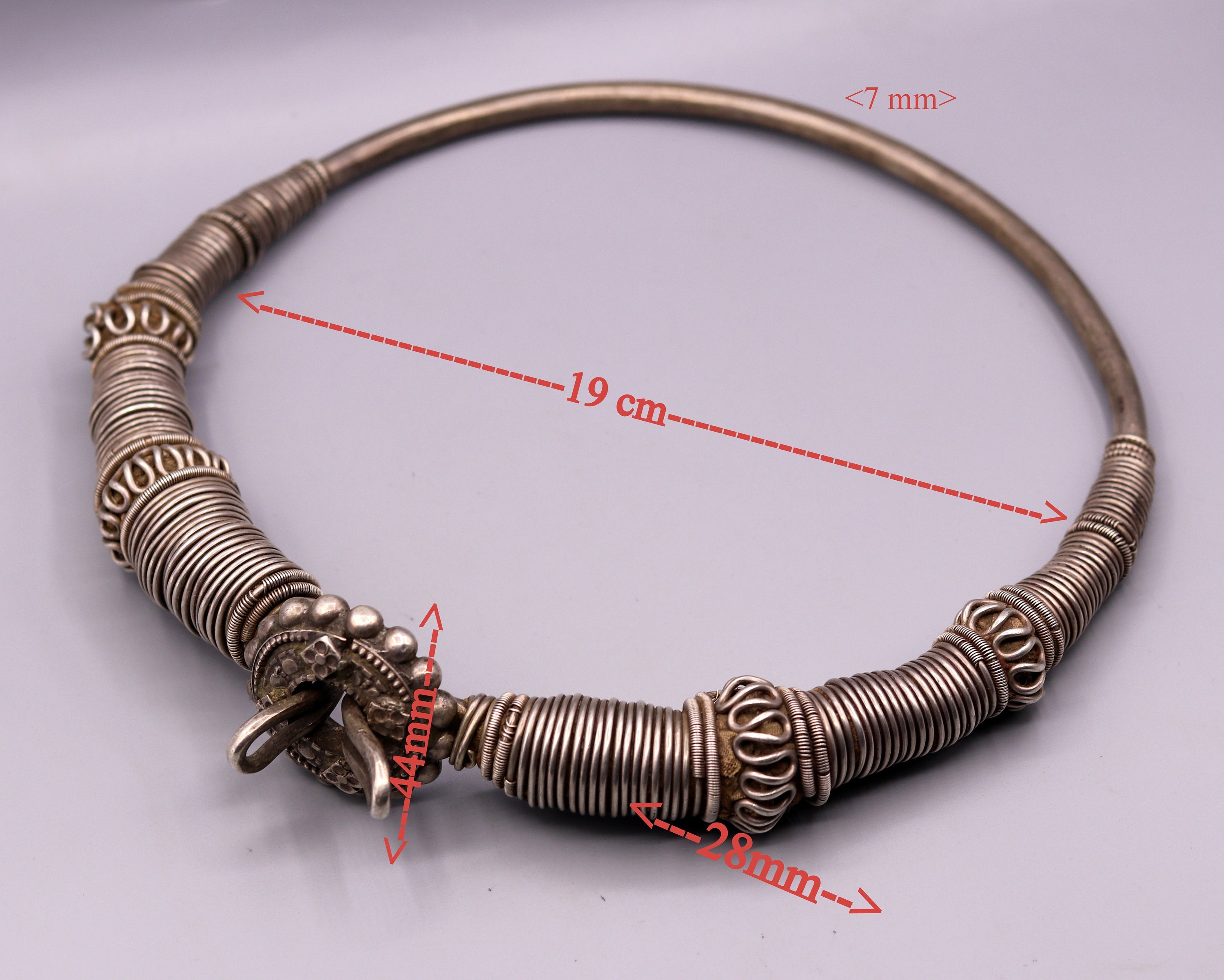 Vintage antique solid silver handmade necklace choker indian