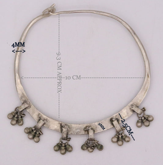 Vintage antique solid silver old baby necklace silver choker necklace ethnic tribal jewelry from Rajasthan india  osn10 - TRIBAL ORNAMENTS