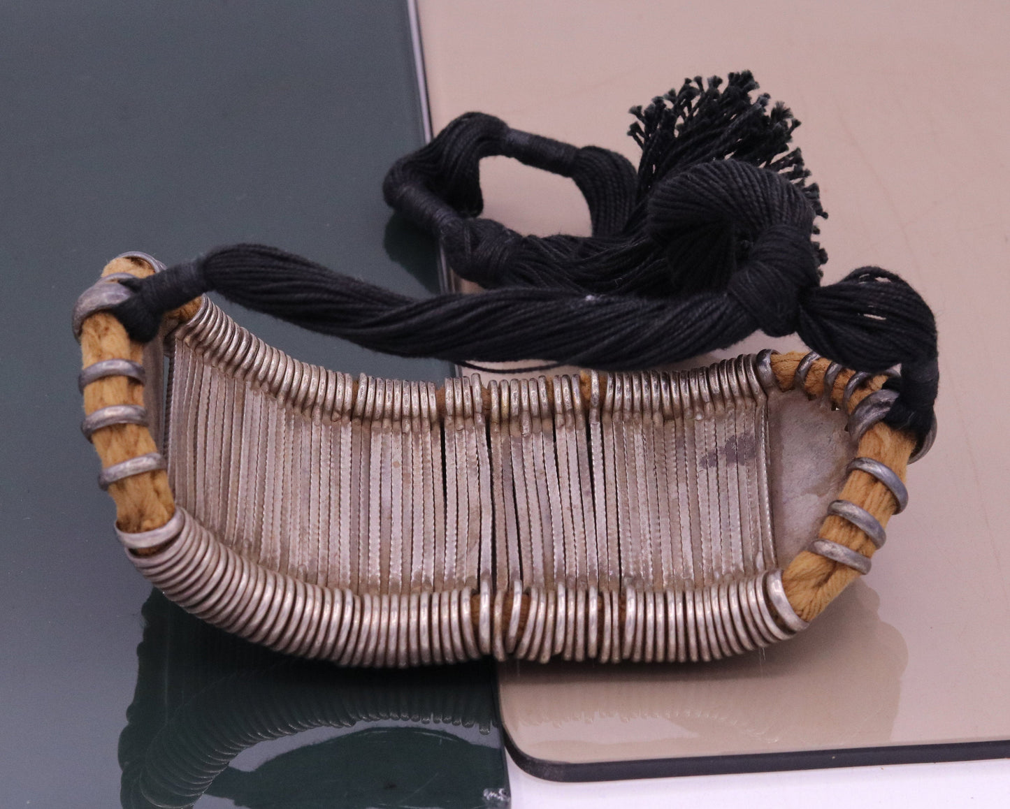 Vintage antique solid sterling silver traditional handcrafted old used cuff bracelet, armlet ,upper arm bracelet tribal jewelry india ocb08 - TRIBAL ORNAMENTS