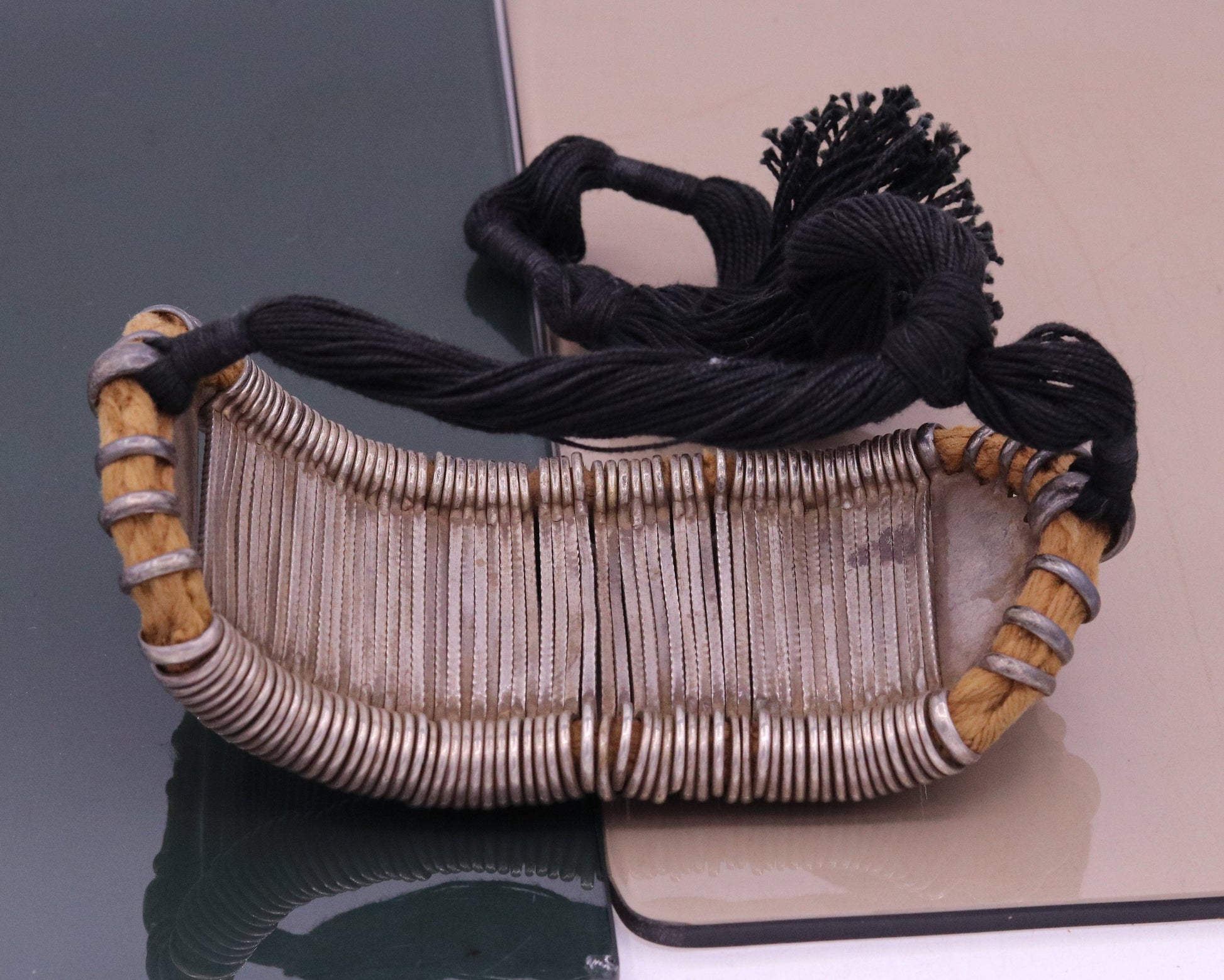 Vintage antique solid sterling silver traditional handcrafted old used cuff bracelet, armlet ,upper arm bracelet tribal jewelry india ocb08 - TRIBAL ORNAMENTS