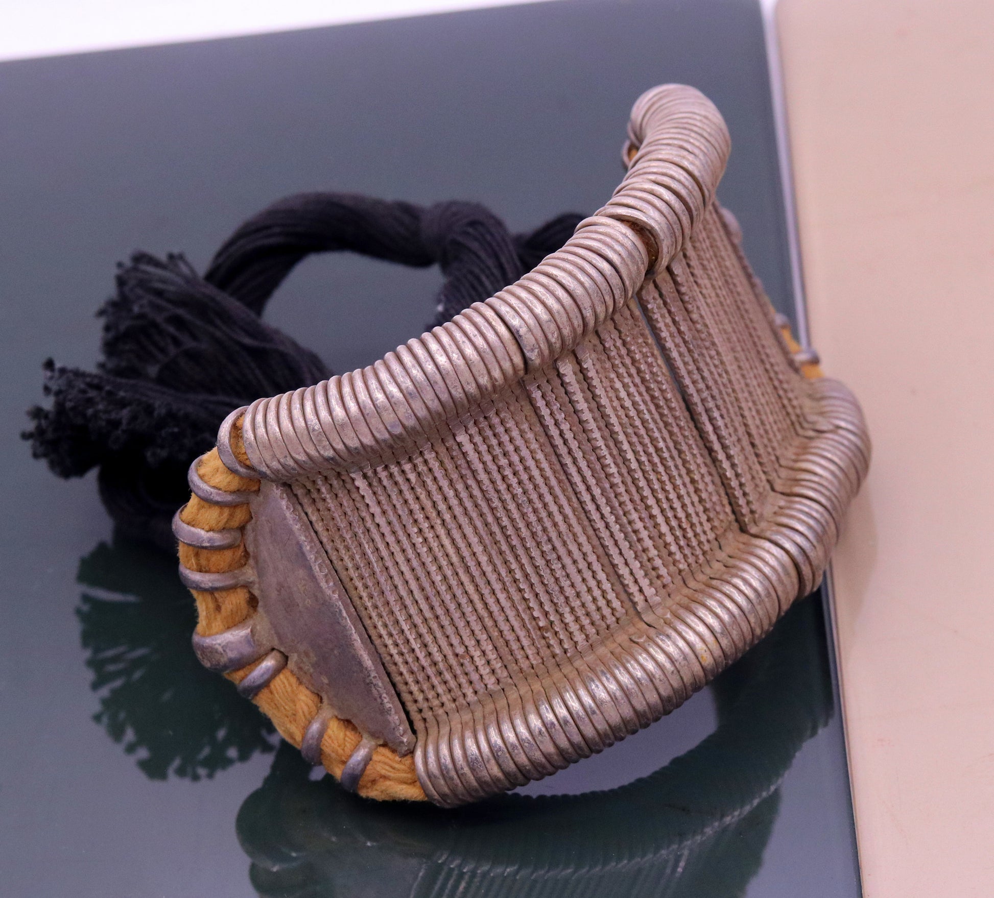 Vintage antique solid sterling silver traditional handcrafted old used cuff bracelet, armlet ,upper arm bracelet tribal jewelry india ocb08 - TRIBAL ORNAMENTS