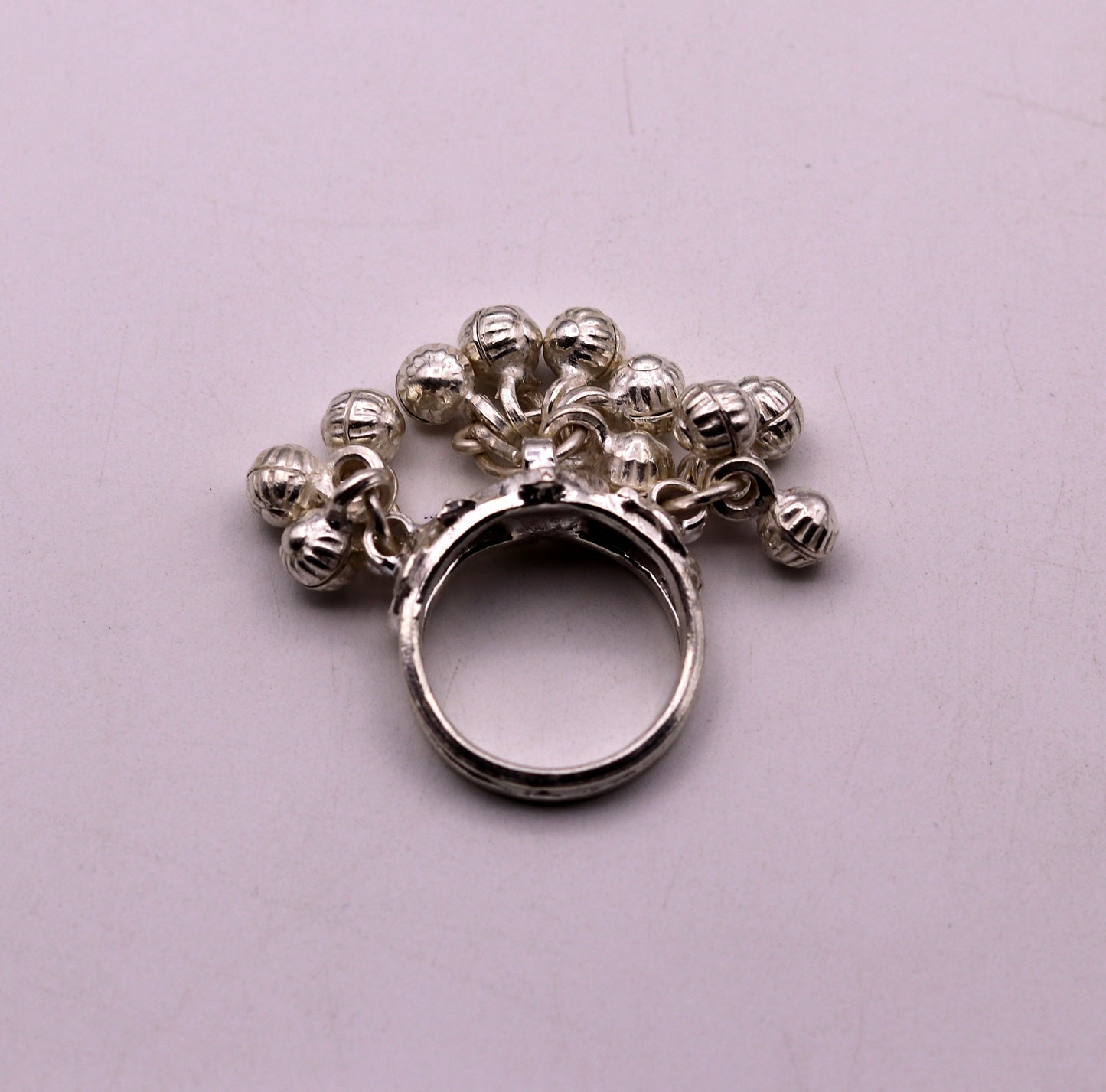 Vintage antique style 925 sterling silver handmade gorgeous charm ring with fabulous noisy bells, excellent belly dance jewelry india sr204 - TRIBAL ORNAMENTS