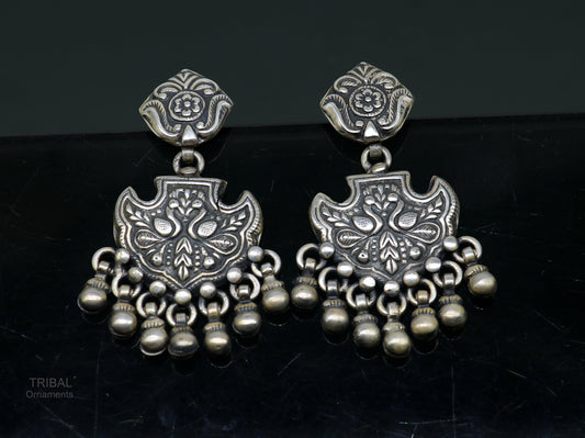 Vintage antique style handmade elegant peacock design hanging tiny drops stud earring, best brides charm jewelry ethnic tribal earring s979 - TRIBAL ORNAMENTS