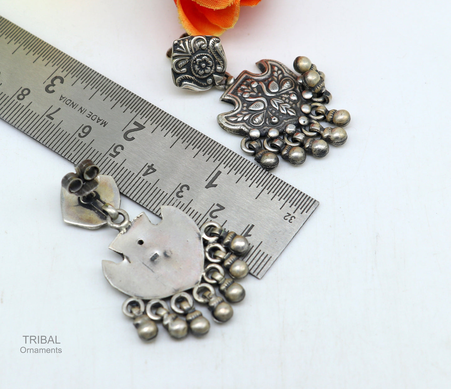 Vintage antique style handmade elegant peacock design hanging tiny drops stud earring, best brides charm jewelry ethnic tribal earring s979 - TRIBAL ORNAMENTS