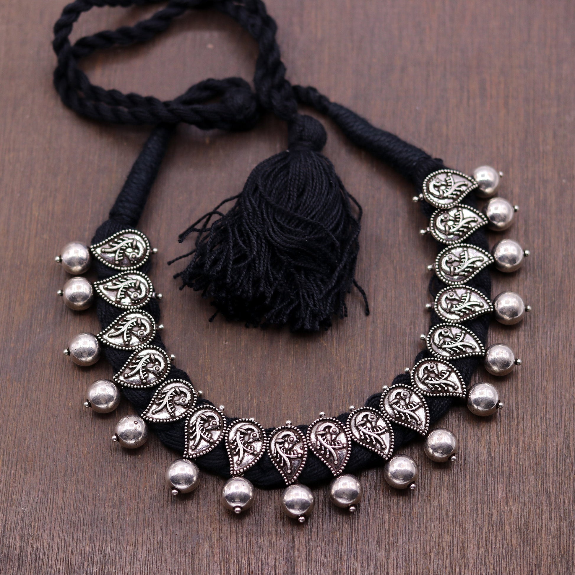 Vintage customized tribal charm necklace and jewelry set featuring 925 sterling silver, adjustable design, handmade tribal jewelry.