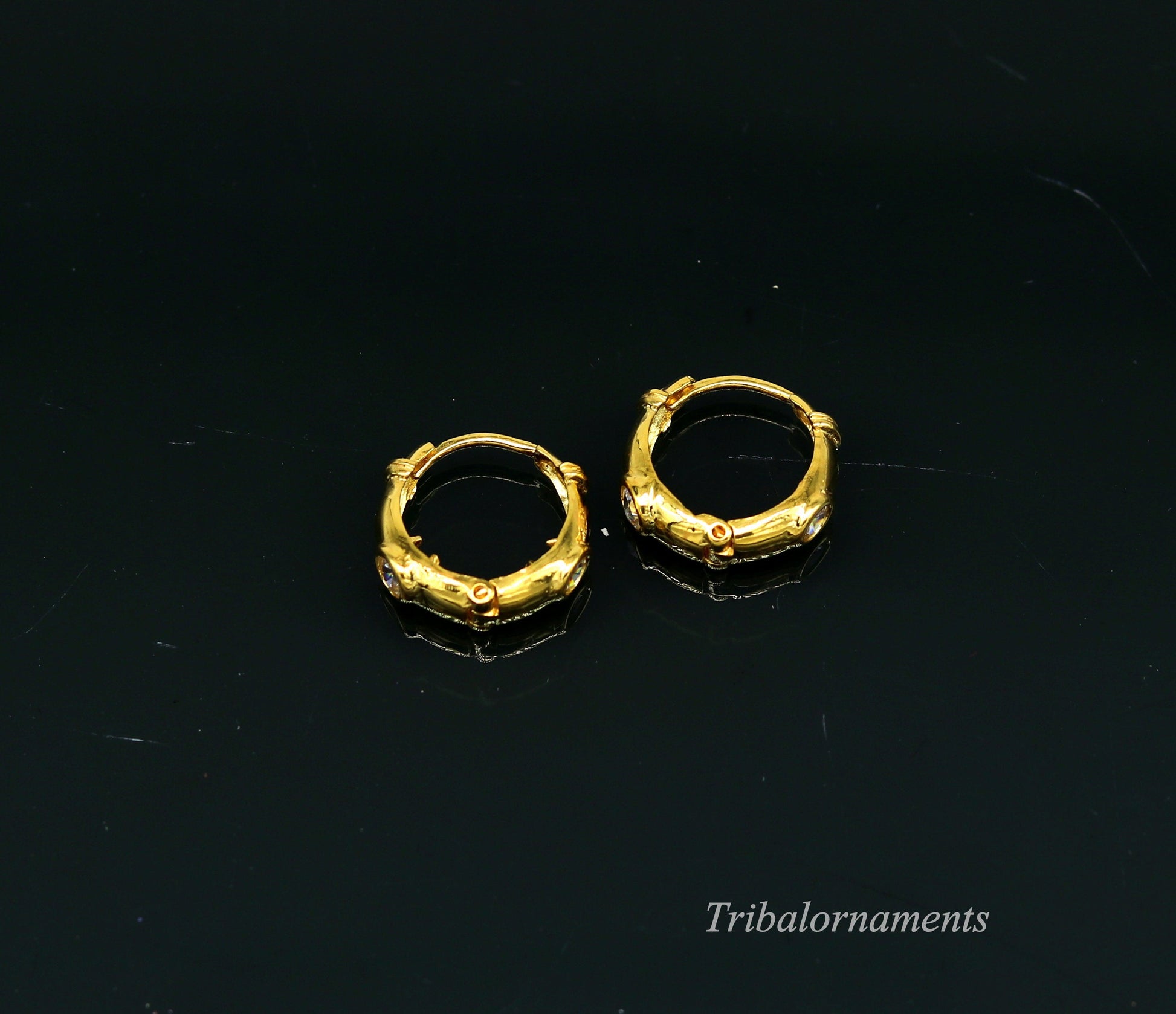 Vintage design 18kt yellow gold handmade fabulous hoops earring bali, amazing customized gifting unisex tribal jewelry ho44 - TRIBAL ORNAMENTS