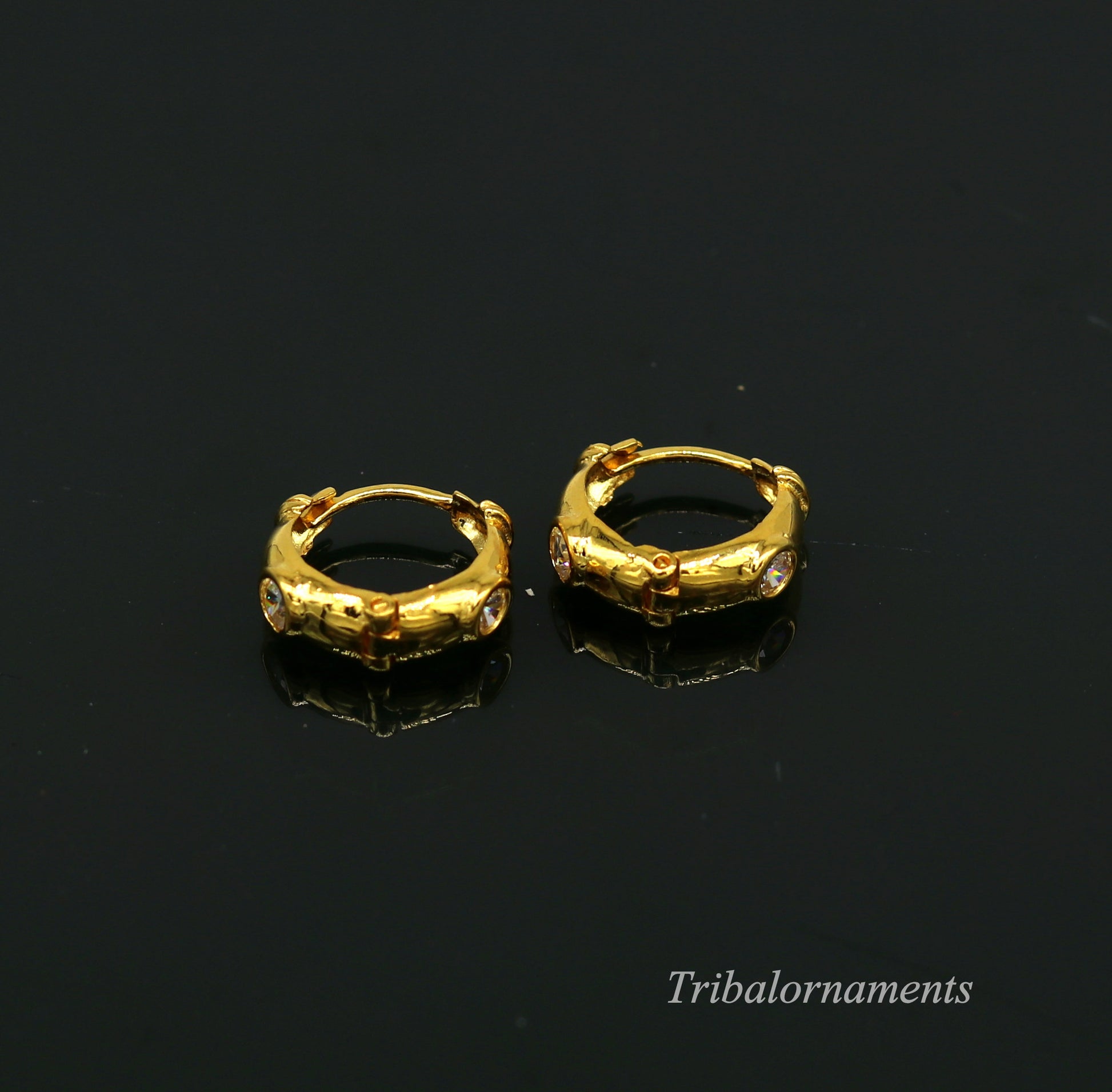 Vintage design 18kt yellow gold handmade fabulous hoops earring bali, amazing customized gifting unisex tribal jewelry ho44 - TRIBAL ORNAMENTS