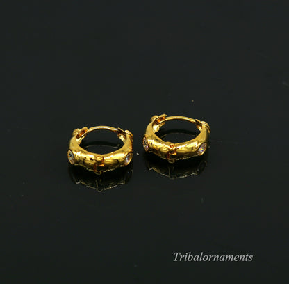 Vintage design 18kt yellow gold handmade fabulous hoops earring bali, amazing customized gifting unisex tribal jewelry ho44 - TRIBAL ORNAMENTS