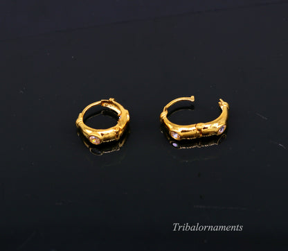 Vintage design 18kt yellow gold handmade fabulous hoops earring bali, amazing customized gifting unisex tribal jewelry ho44 - TRIBAL ORNAMENTS