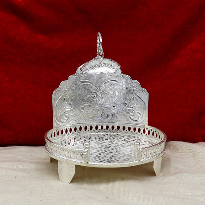 Vintage design 925 pure sterling silver Sinhasan, idol krishna Bal Gopala throne, god statue's stand chair, temple art puja article su186 - TRIBAL ORNAMENTS