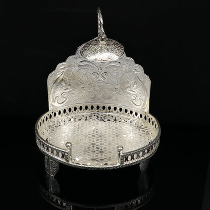 Vintage design 925 pure sterling silver Sinhasan, idol krishna Bal Gopala throne, god statue's stand chair, temple art puja article su186 - TRIBAL ORNAMENTS