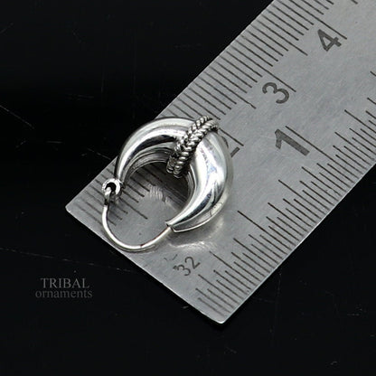 Vintage Design 925 sterling silver fabulous hoops earring, tribal kundal earring from Rajasthan India, best gifting unisex jewelry ear1048 - TRIBAL ORNAMENTS
