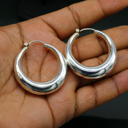 Vintage tribal sterling silver hoop earring from Rajasthan, Rajasthan kundal style jewelry, unisex gift jewelry by TRIBAL ORNAMENTS