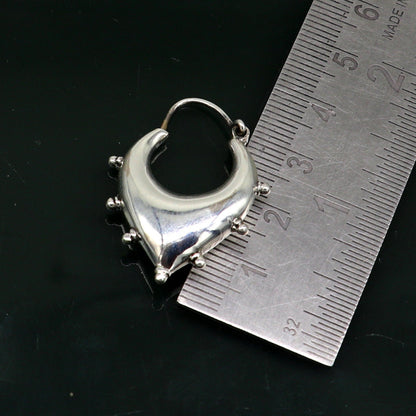 Vintage Design 925 sterling silver fabulous hoops earring, tribal kundal earring from Rajasthan India, best gifting unisex jewelry ear624 - TRIBAL ORNAMENTS