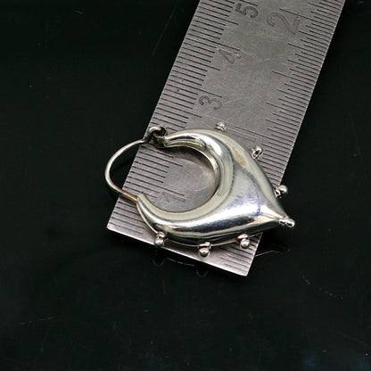 Vintage Design 925 sterling silver fabulous hoops earring, tribal kundal earring from Rajasthan India, best gifting unisex jewelry ear624 - TRIBAL ORNAMENTS