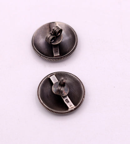 Vintage design 925 sterling silver plain style handmade round design fabulous Stud earrings tribal jewelry from Rajasthan india  s523 - TRIBAL ORNAMENTS