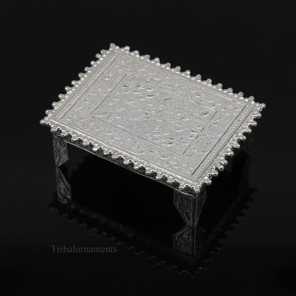 Vintage design Sterling silver handmade customize small rectangle shape table/bazot/chouki, excellent home puja utensils temple art su428 - TRIBAL ORNAMENTS