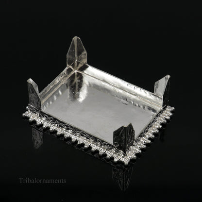 Vintage design Sterling silver handmade customize small rectangle shape table/bazot/chouki, excellent home puja utensils temple art su428 - TRIBAL ORNAMENTS
