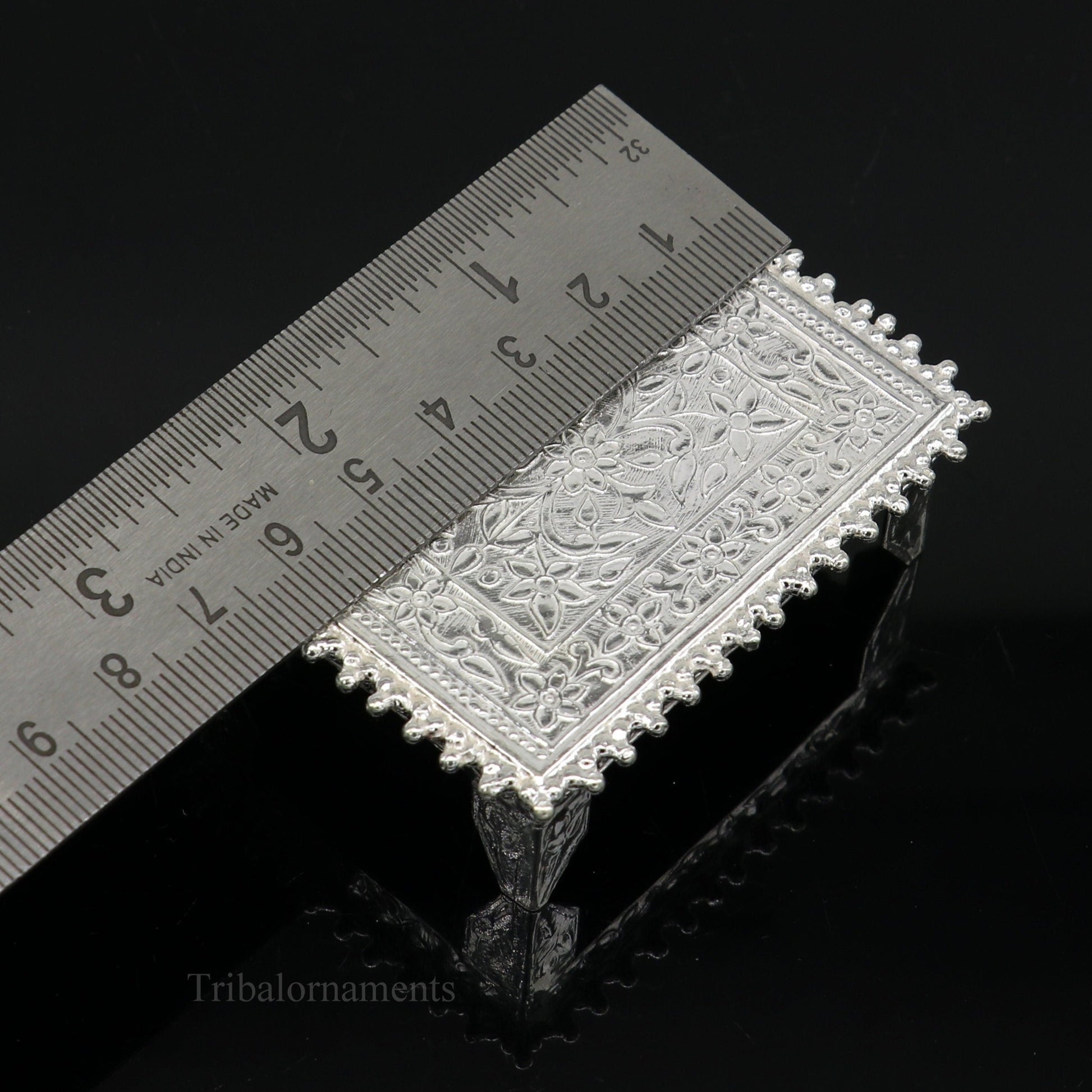 Vintage design Sterling silver handmade customize small rectangle shape table/bazot/chouki, excellent home puja utensils temple art su428 - TRIBAL ORNAMENTS
