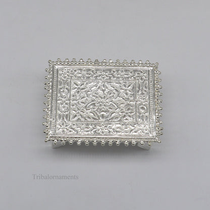 Vintage design Sterling silver handmade customize small rectangle shape table/bazot/chouki, excellent home puja utensils temple art su428 - TRIBAL ORNAMENTS