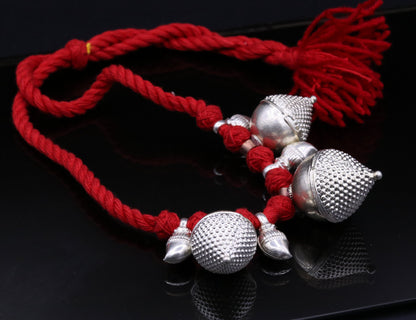 Vintage sterling silver tribal necklace from Rajasthan, handmade Banjara belly dance jewelry set with intricate design.