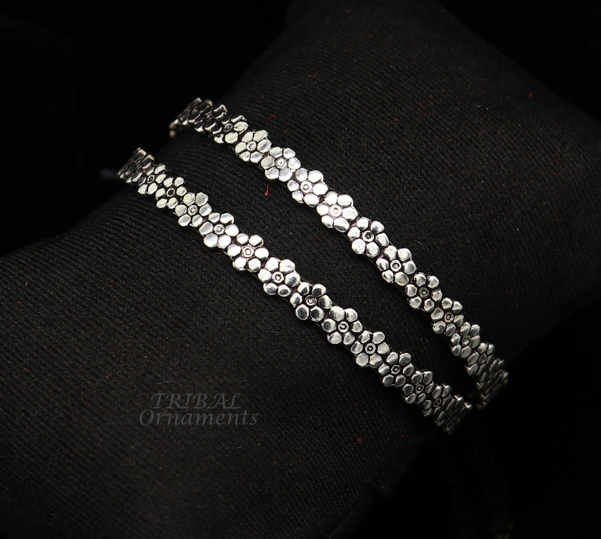 Vintage design floral style 925 sterling silver bangles bracelet, fancy stylish gorgeous kangan tribal belly dance jewelry nba345 - TRIBAL ORNAMENTS