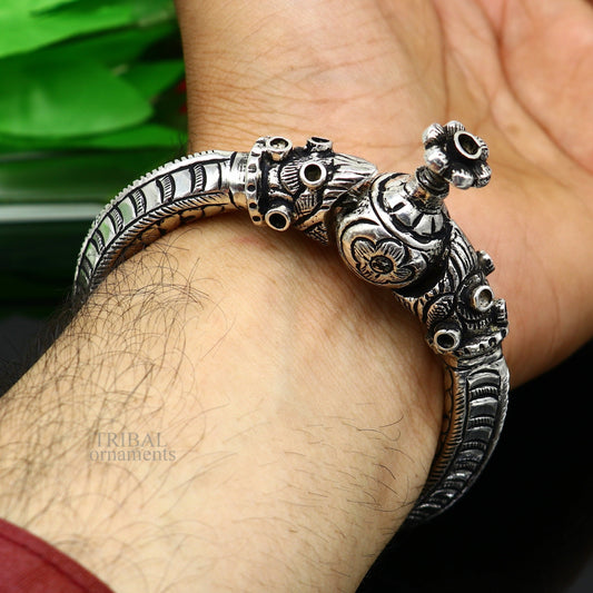 Vintage design handcrafted unique work 925 sterling silver bangle bracelet kada unique screw locking system best gifting jewelry nsk464 - TRIBAL ORNAMENTS