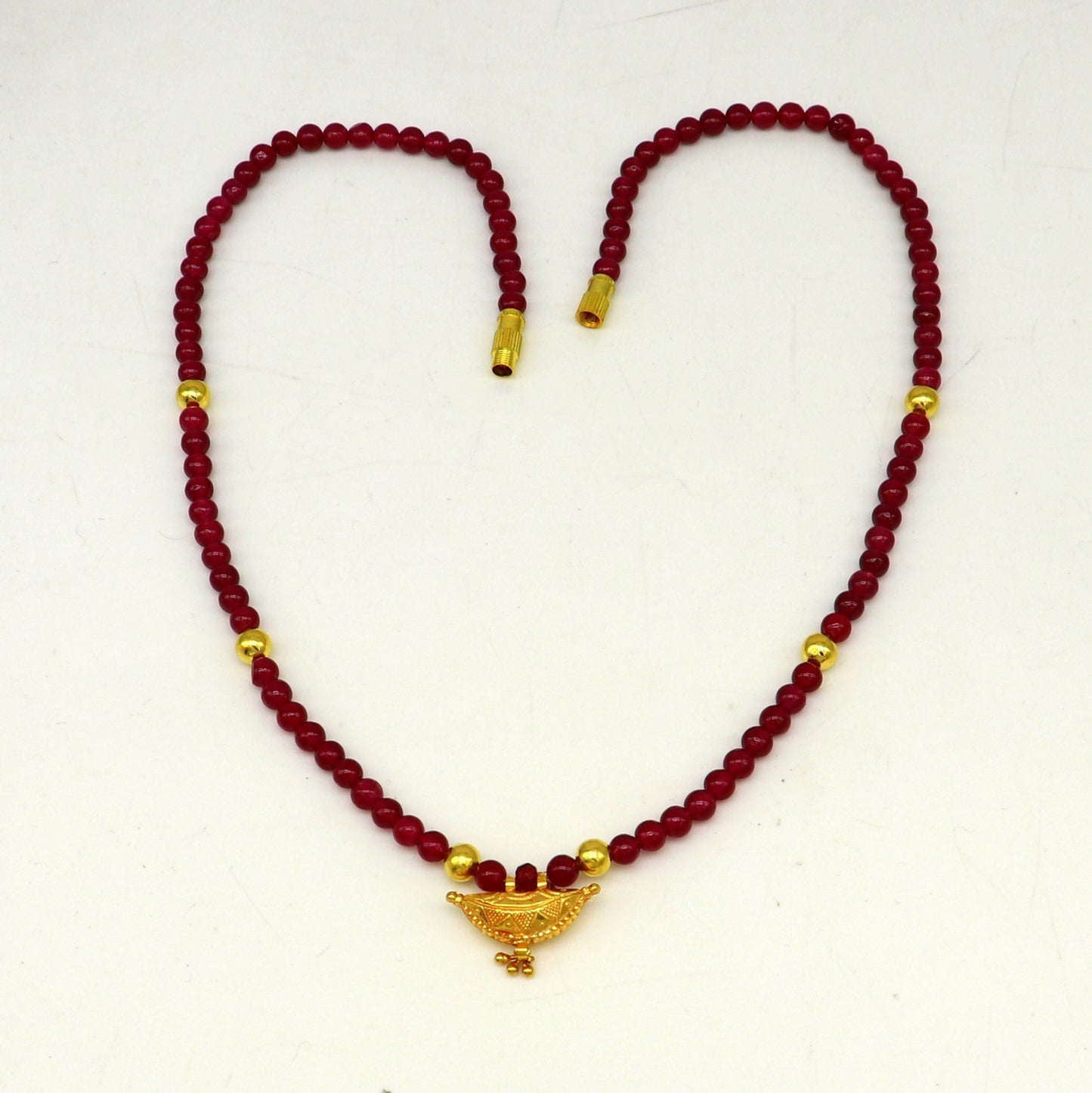 Vintage design handmade 20kt yellow gold amulet pendant with red color beaded necklace, fabulous girl's gift stylish tribal jewelry ap02 - TRIBAL ORNAMENTS