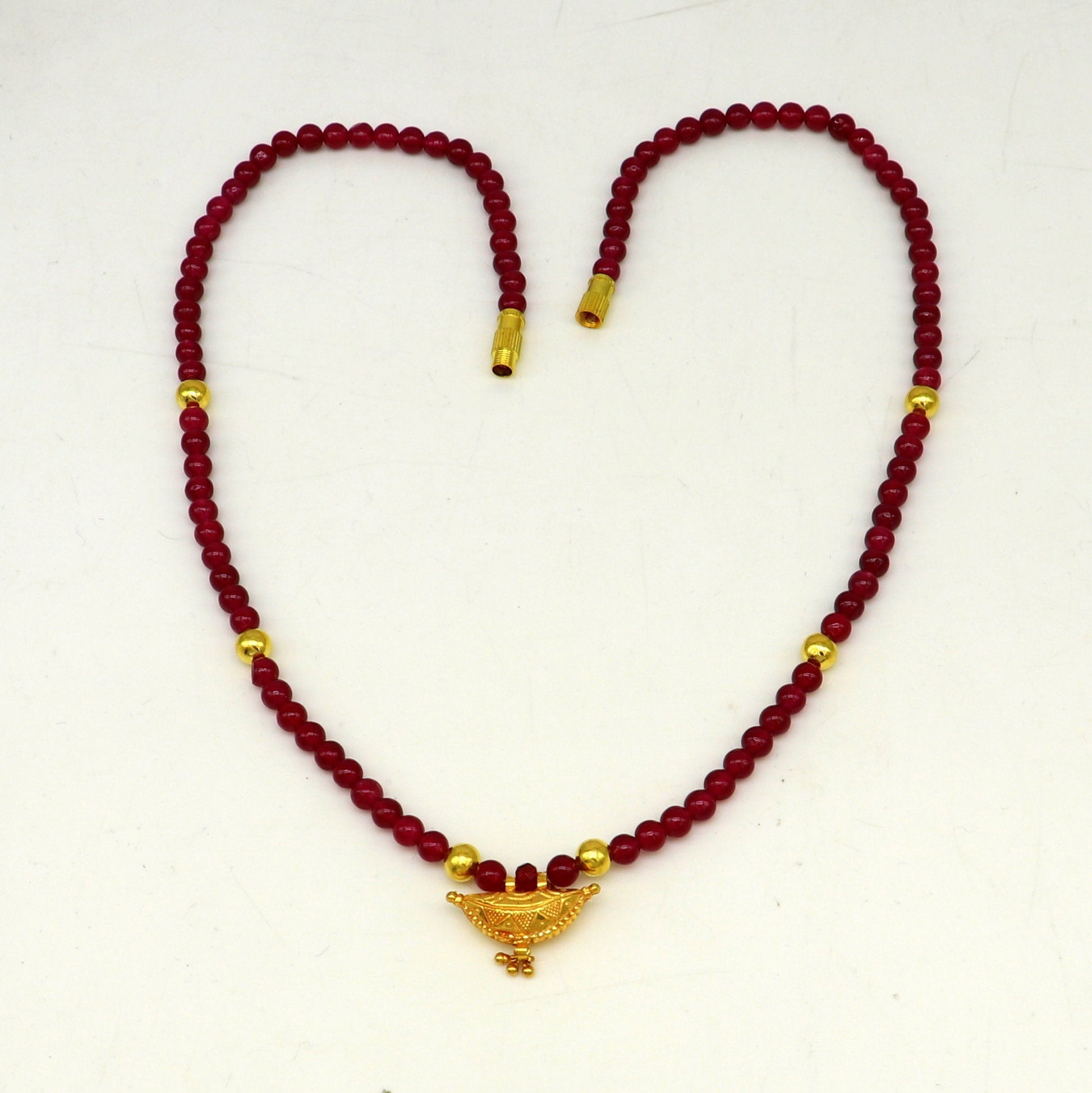 Vintage design handmade 20kt yellow gold amulet pendant with red color beaded necklace, fabulous girl's gift stylish tribal jewelry ap02 - TRIBAL ORNAMENTS