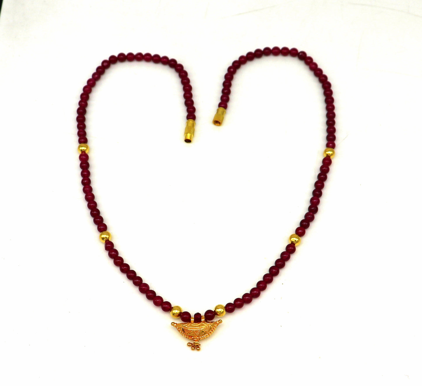 Vintage design handmade 20kt yellow gold amulet pendant with red color beaded necklace, fabulous girl's gift stylish tribal jewelry ap02 - TRIBAL ORNAMENTS