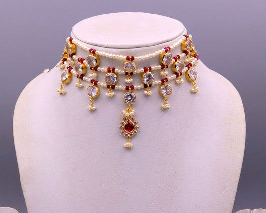 Vintage design handmade 22kt yellow gold gorgeous fit neck necklace wedding anniversary party wear girl's jewelry from india - TRIBAL ORNAMENTS