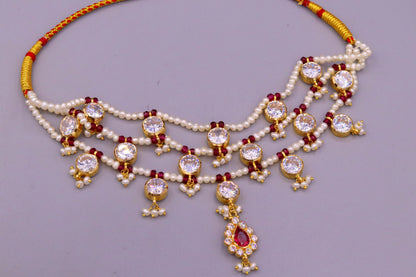 Vintage design handmade 22kt yellow gold gorgeous fit neck necklace wedding anniversary party wear girl's jewelry from india - TRIBAL ORNAMENTS