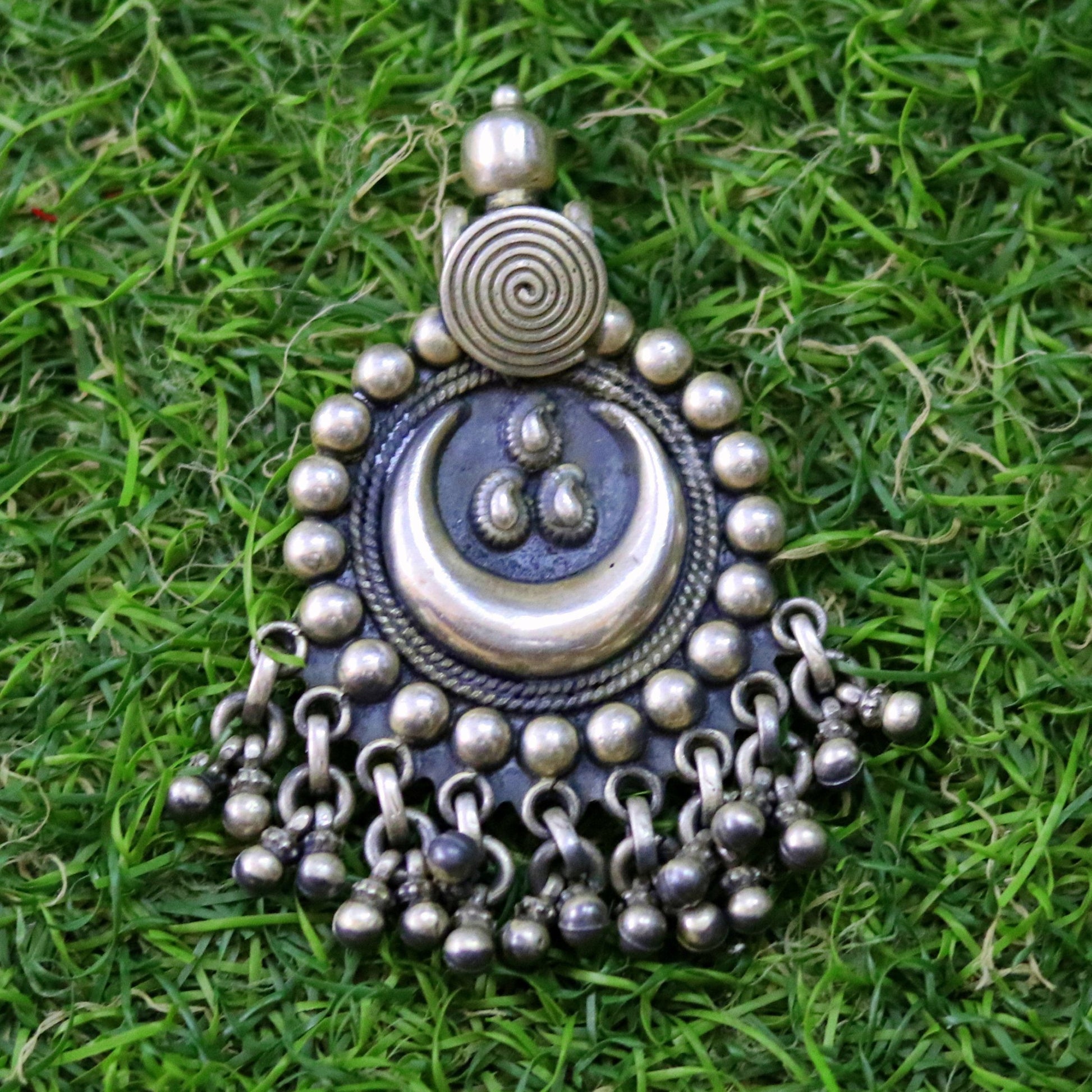 Vintage design handmade 925 sterling silver pendant, charm pendant,moon pendant oxidized necklace tribal ethnic temple jewelry nsp336 - TRIBAL ORNAMENTS