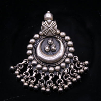 Vintage design handmade 925 sterling silver pendant, charm pendant,moon pendant oxidized necklace tribal ethnic temple jewelry nsp336 - TRIBAL ORNAMENTS
