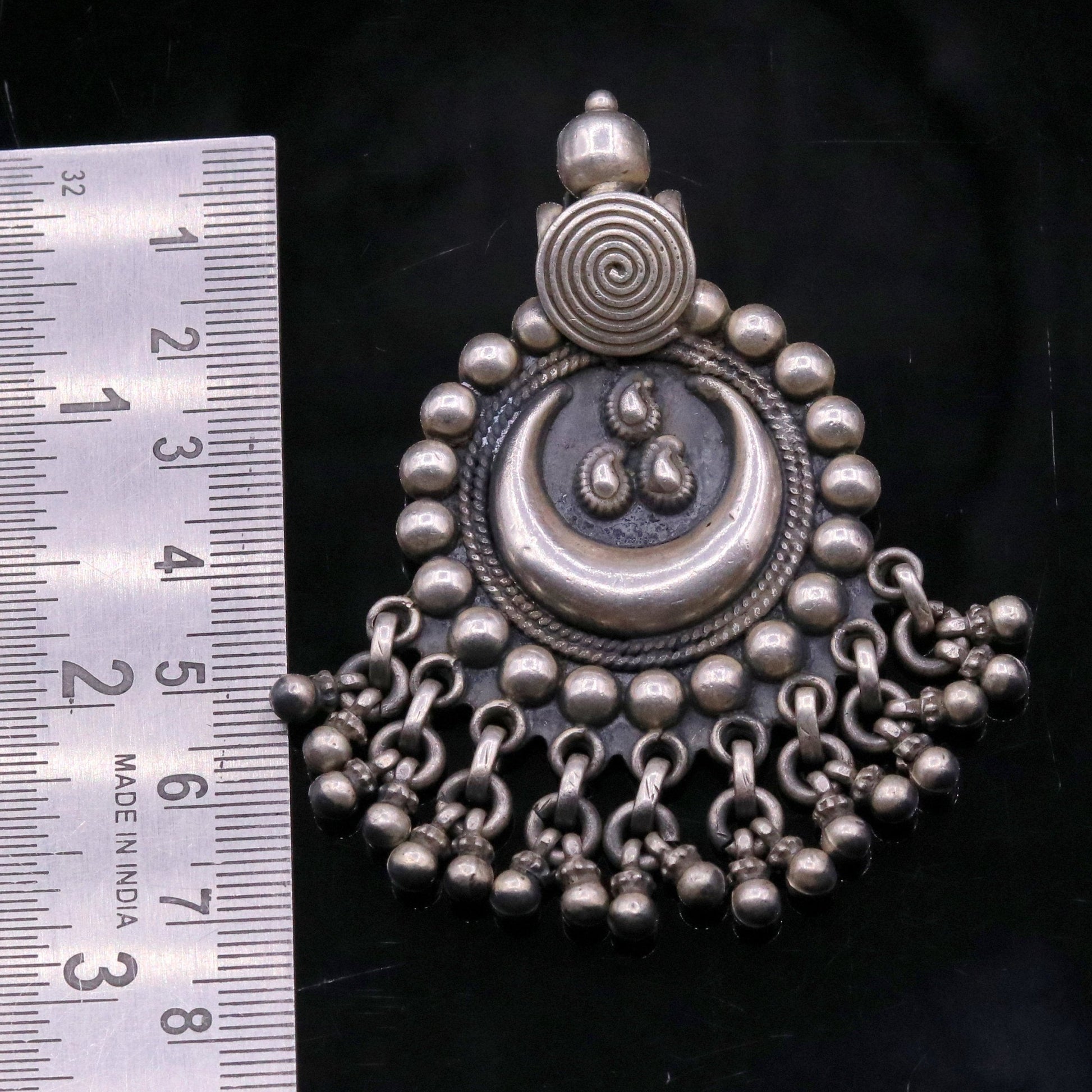 Vintage design handmade 925 sterling silver pendant, charm pendant,moon pendant oxidized necklace tribal ethnic temple jewelry nsp336 - TRIBAL ORNAMENTS