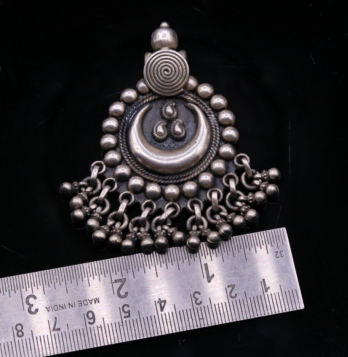 Vintage design handmade 925 sterling silver pendant, charm pendant,moon pendant oxidized necklace tribal ethnic temple jewelry nsp336 - TRIBAL ORNAMENTS