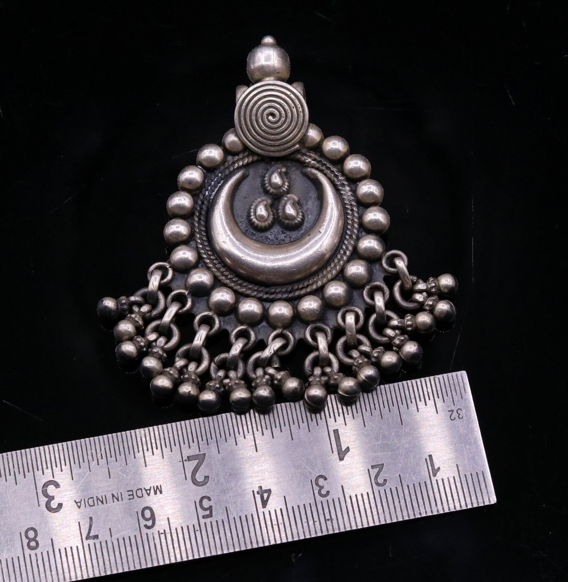 Vintage design handmade 925 sterling silver pendant, charm pendant,moon pendant oxidized necklace tribal ethnic temple jewelry nsp336 - TRIBAL ORNAMENTS