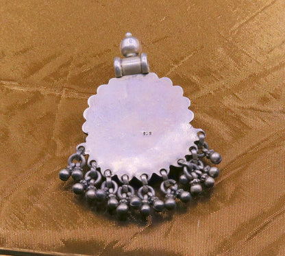 Vintage design handmade 925 sterling silver pendant, charm pendant,moon pendant oxidized necklace tribal ethnic temple jewelry nsp336 - TRIBAL ORNAMENTS