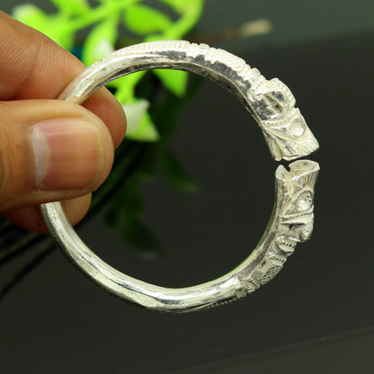Silver baby bangle by Tribal Ornaments, handcrafted 999 fine silver tribal design, adjustable unisex kids kada bracelet.