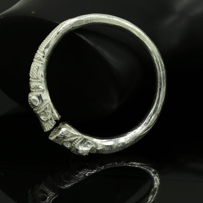 Vintage handmade 999 fine silver baby bangle with tribal design, adjustable unisex kids kada by Tribal Ornaments.