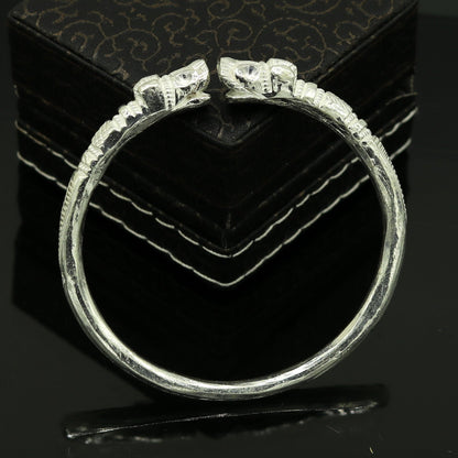 Vintage handmade 999 silver crocodile bangle by Tribal Ornaments, adjustable tribal design bracelet for boys and girls.