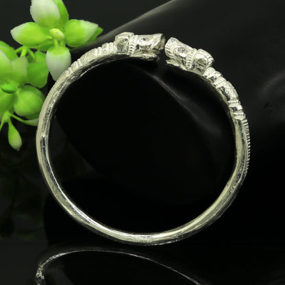 Vintage handmade 999 solid silver crocodile bangle by TRIBAL ORNAMENTS, adjustable tribal design for boys and girls.