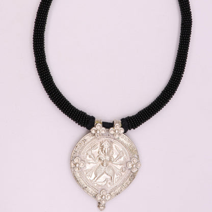 Vintage design handmade solid silver ethnic fabulous tribal deity god Bheruji pendant necklace ethnic jewelry from Rajasthan India osn07 - TRIBAL ORNAMENTS