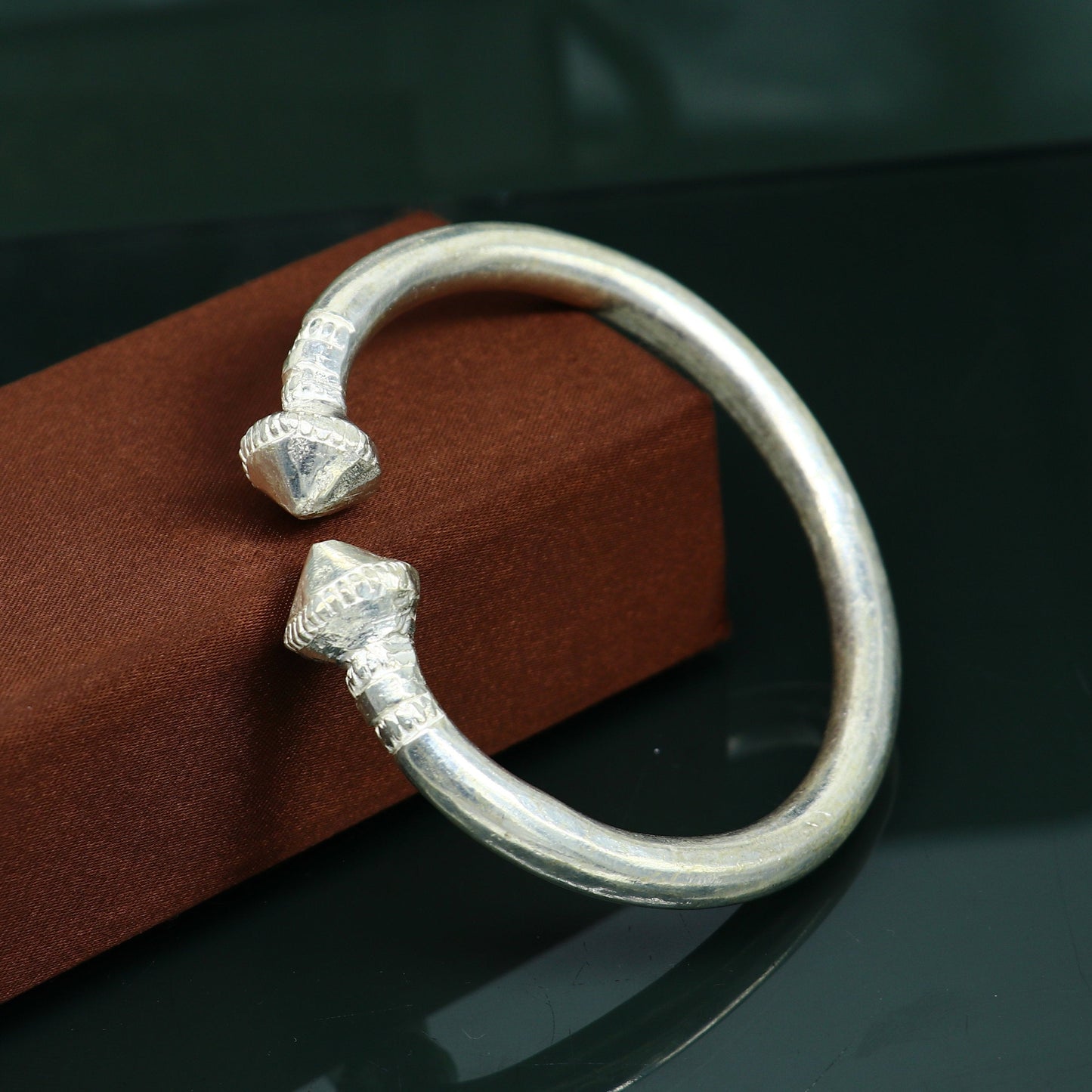 Vintage design handmade Solid silver men's plain bangle bracelet adjustable kada solid tribal design bangle gifting kada nssk439 - TRIBAL ORNAMENTS