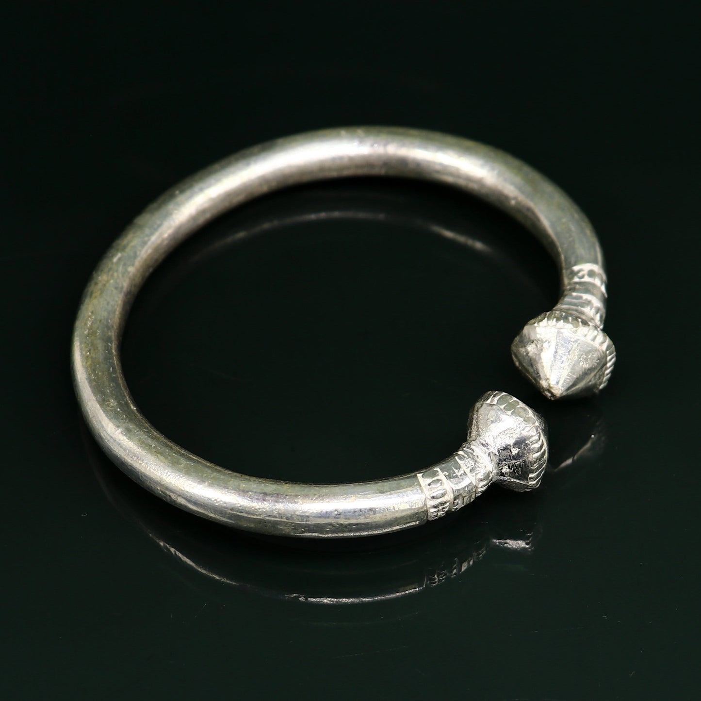 Vintage design handmade Solid silver men's plain bangle bracelet adjustable kada solid tribal design bangle gifting kada nssk439 - TRIBAL ORNAMENTS