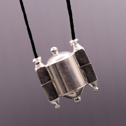 Vintage sterling silver Lord Shiva Lingam box pendant, tribal jewelry with intricate handmade tribal design.