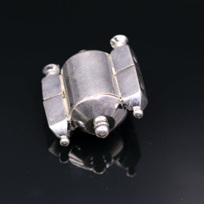 Vintage sterling silver Lord Shiva Lingam box pendant with tribal design, handmade tribal jewelry for belly dance accessories.