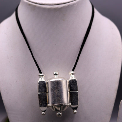 Vintage sterling silver Lord Shiva Lingam box pendant from Tribal Ornaments, featuring tribal design and handcrafted detail.