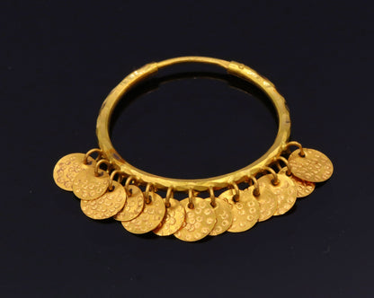 Vintage handmade 22KT yellow gold hoop earrings from Rajasthan, traditional tribal jewelry by TRIBAL ORNAMENTS