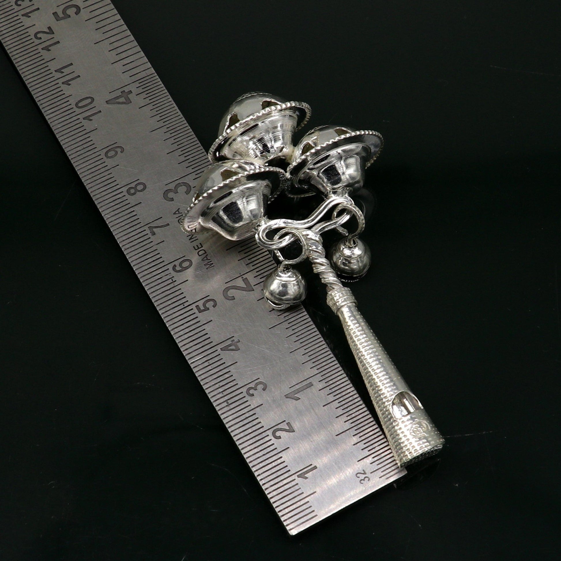 Vintage antique style handmade design new born baby gifting bells toy, baby krishna gifting toy, silver whistle, silver article su191 - TRIBAL ORNAMENTS